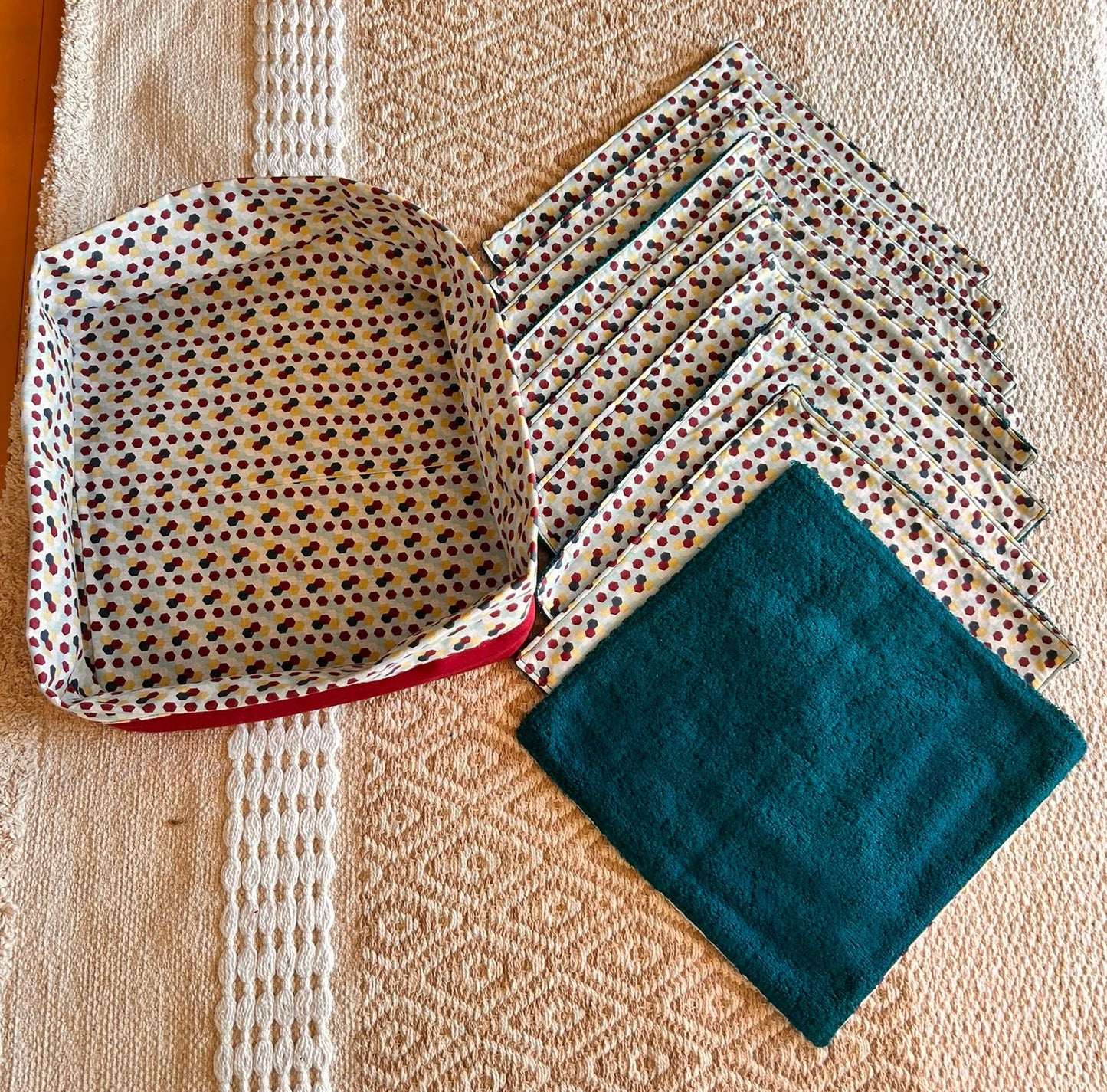 Essuie-tout lavable - 10 Feuilles + Panière