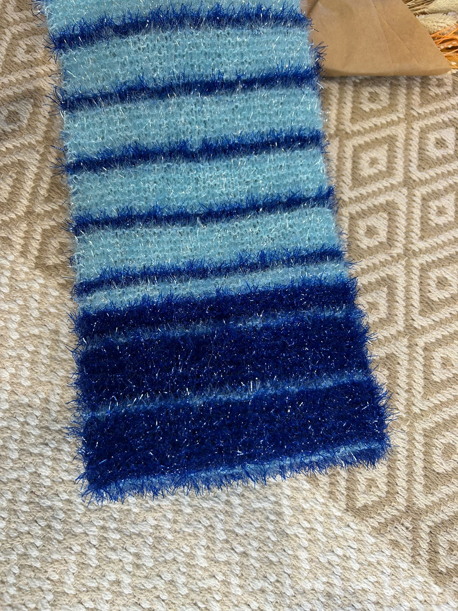 Lanière exfoliante bleu pour laver le dos, brosse à dos bleu ciel et bleu marine 