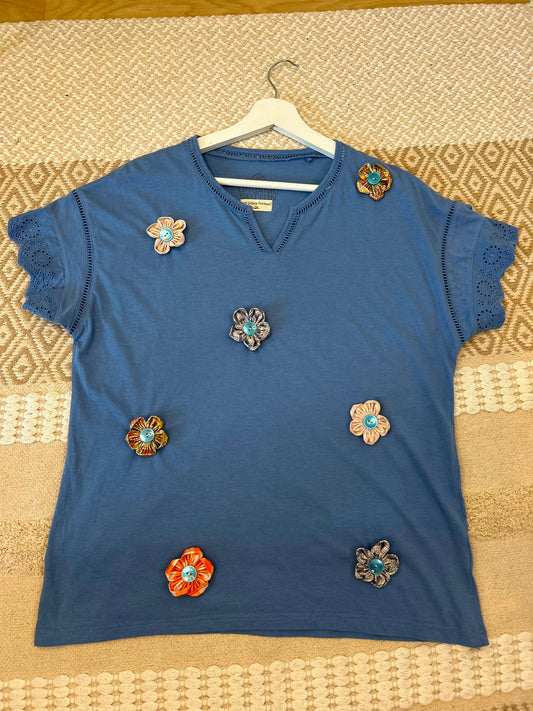 T-shirt Upcyclé Fleurs Multicolores